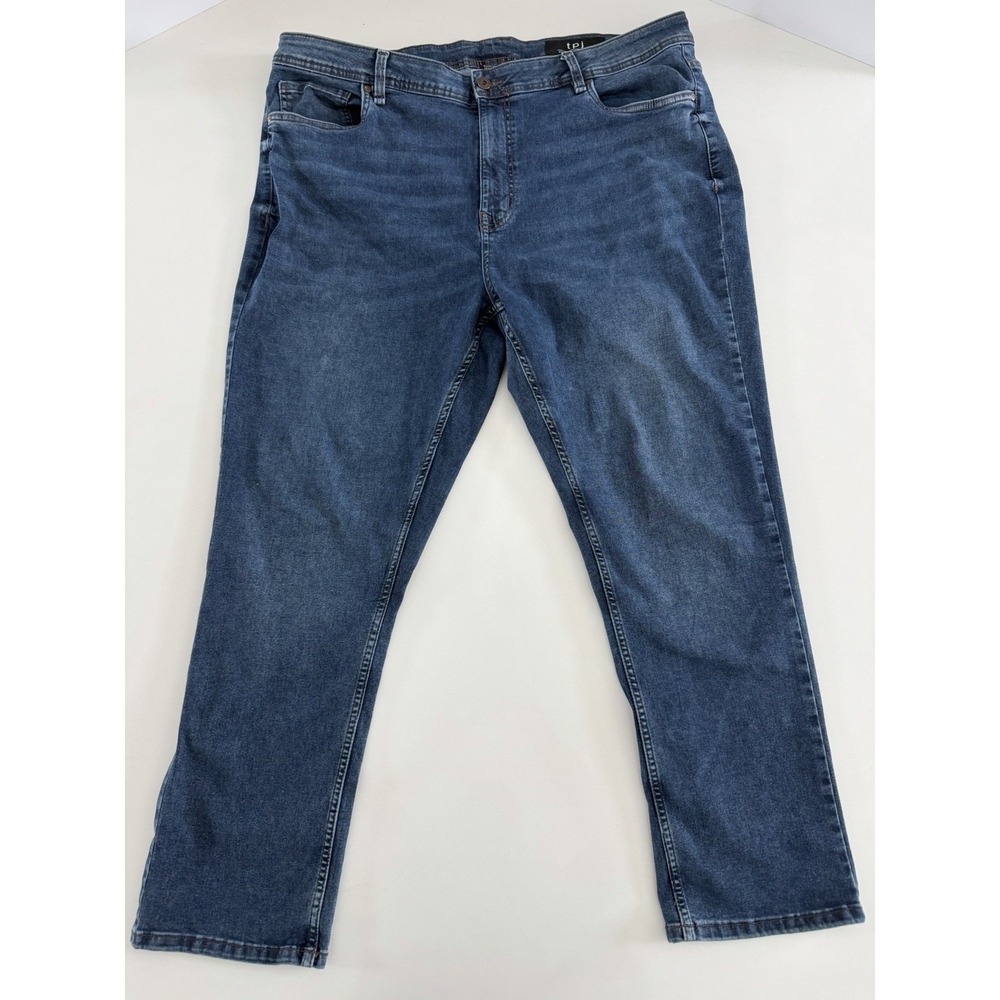 TPJ Jeans Mens 42x30 Blue Slim Thick Stretch Denim Straight Fit Comfort Modern